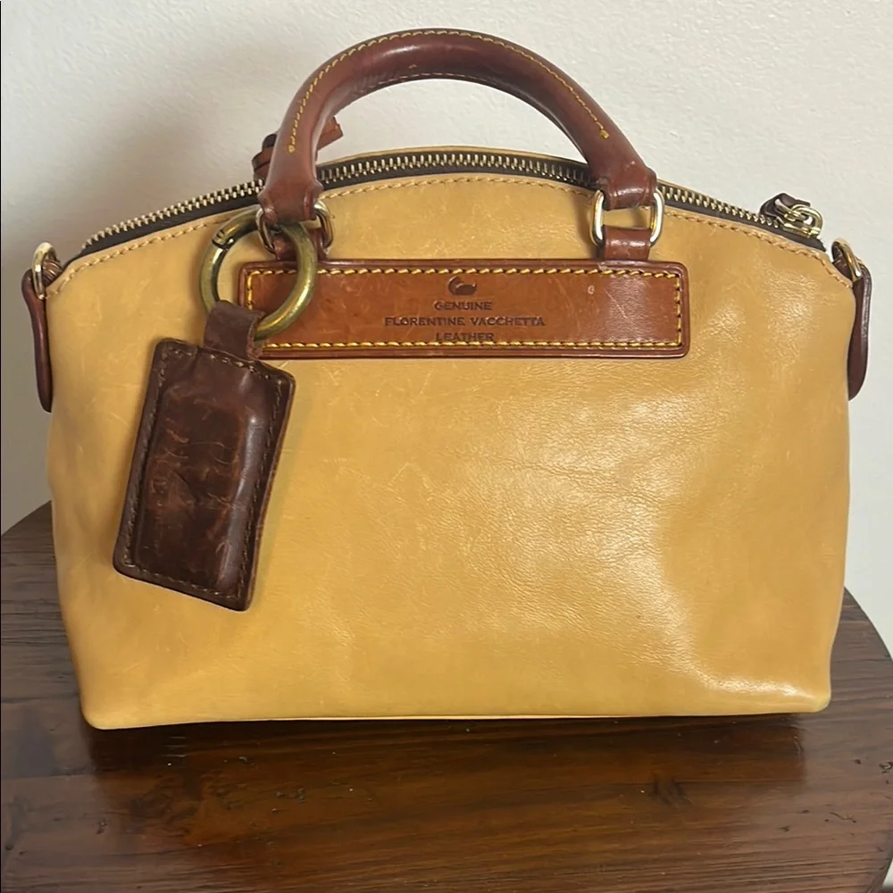 Dooney & Bourke Tan and Brown Satchel with Structured Design - Picture 3 of 13